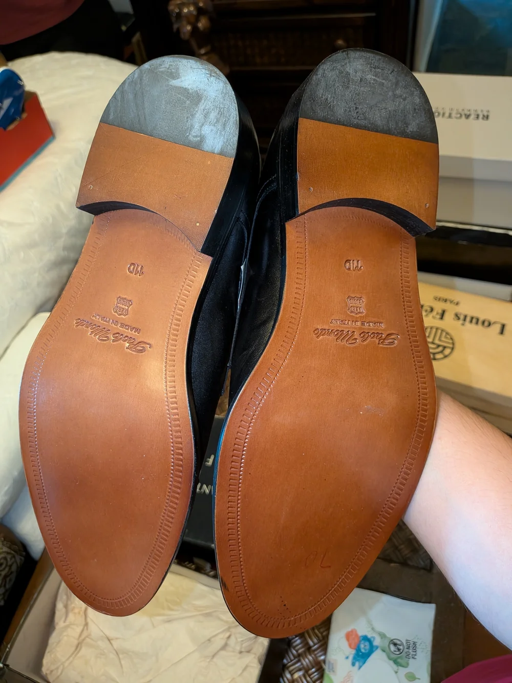 Men’s Black Leather Cap-Toe Dress Shoes